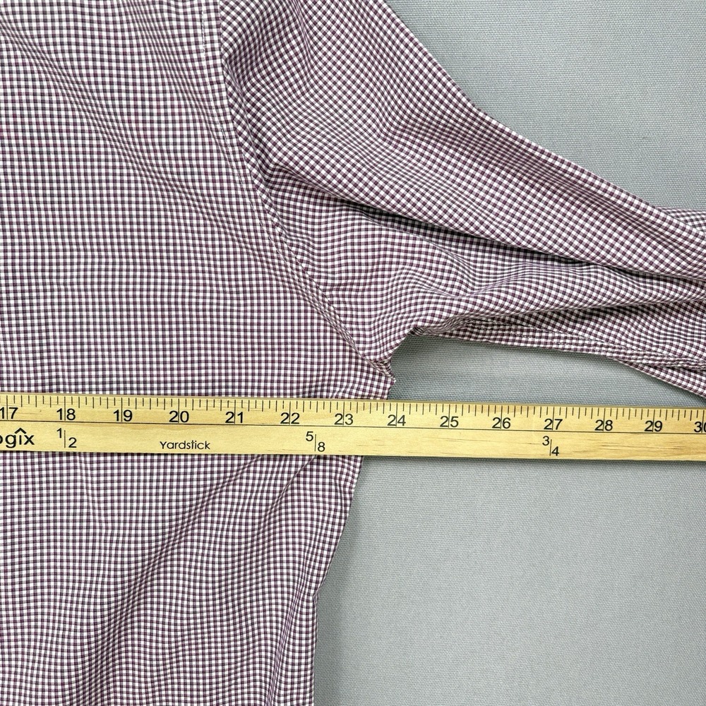 Burberry Brit Button Down Shirt Mens XL Burgundy Gingham Embroidered Logo Pocket - Picture 11 of 16